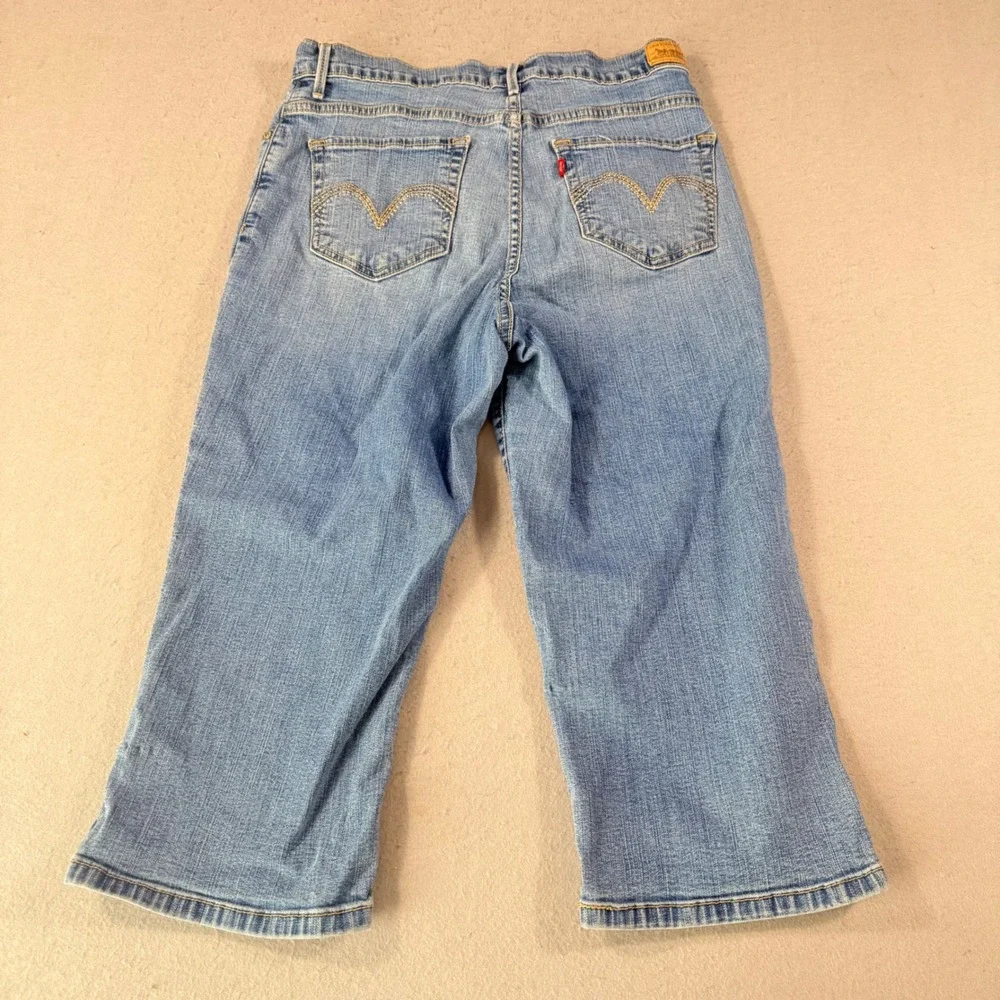 Levis 512 Perfectly Slimming Capri Jeans Men Light Wash Blue Denim Size 14 34x18